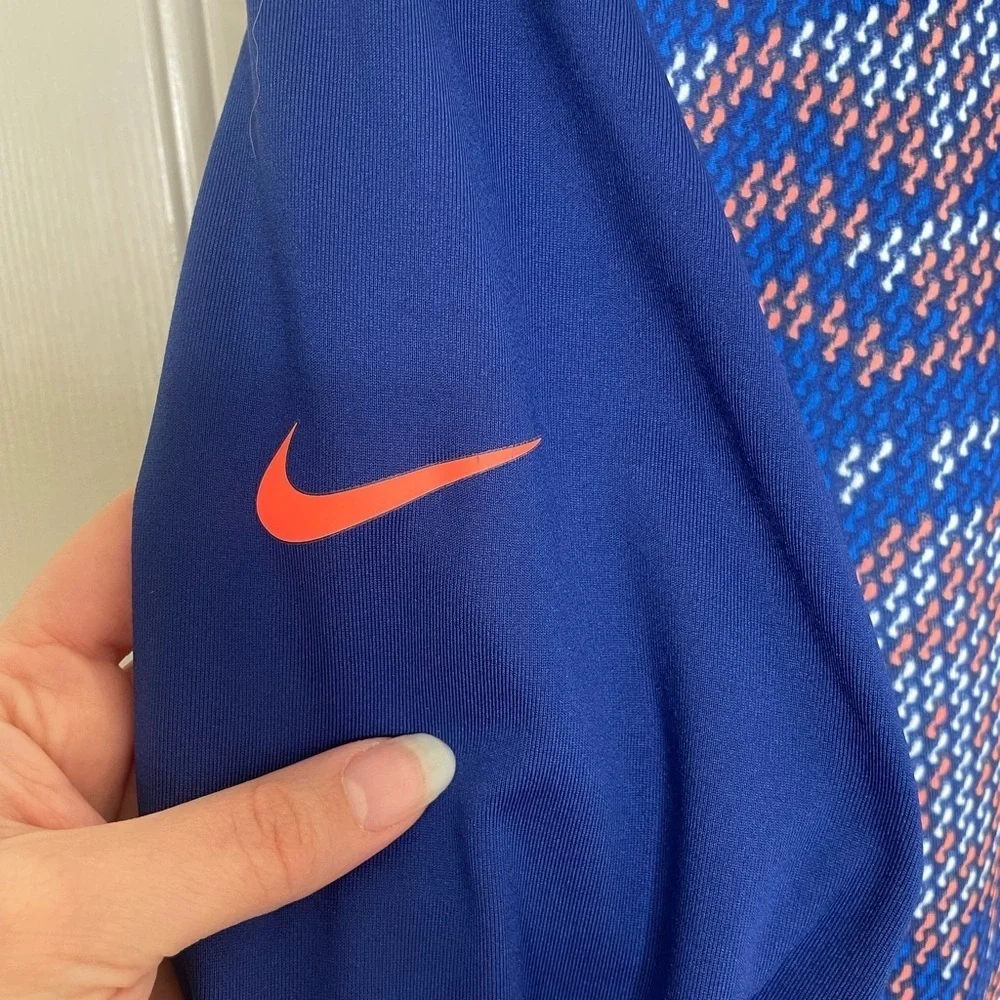 Nike Pro Dri-Fit blue & orange knit graphic cowl neck sweatshirt | XL